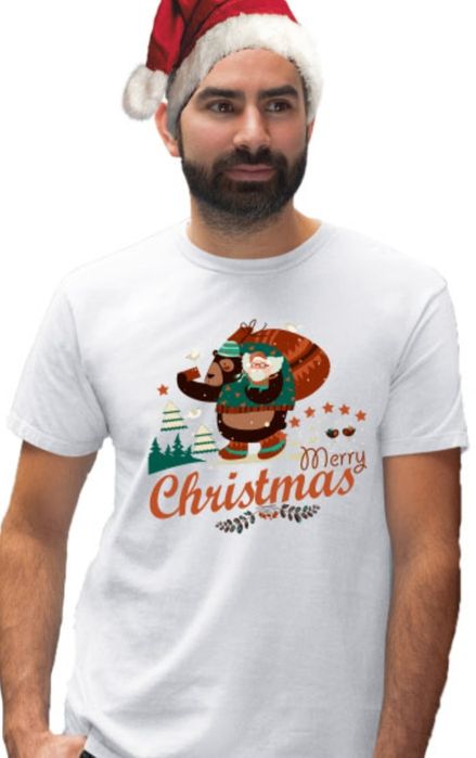 Selfie Christmas Bear męska koszulka na prezent NOWA 8 rozmiarów