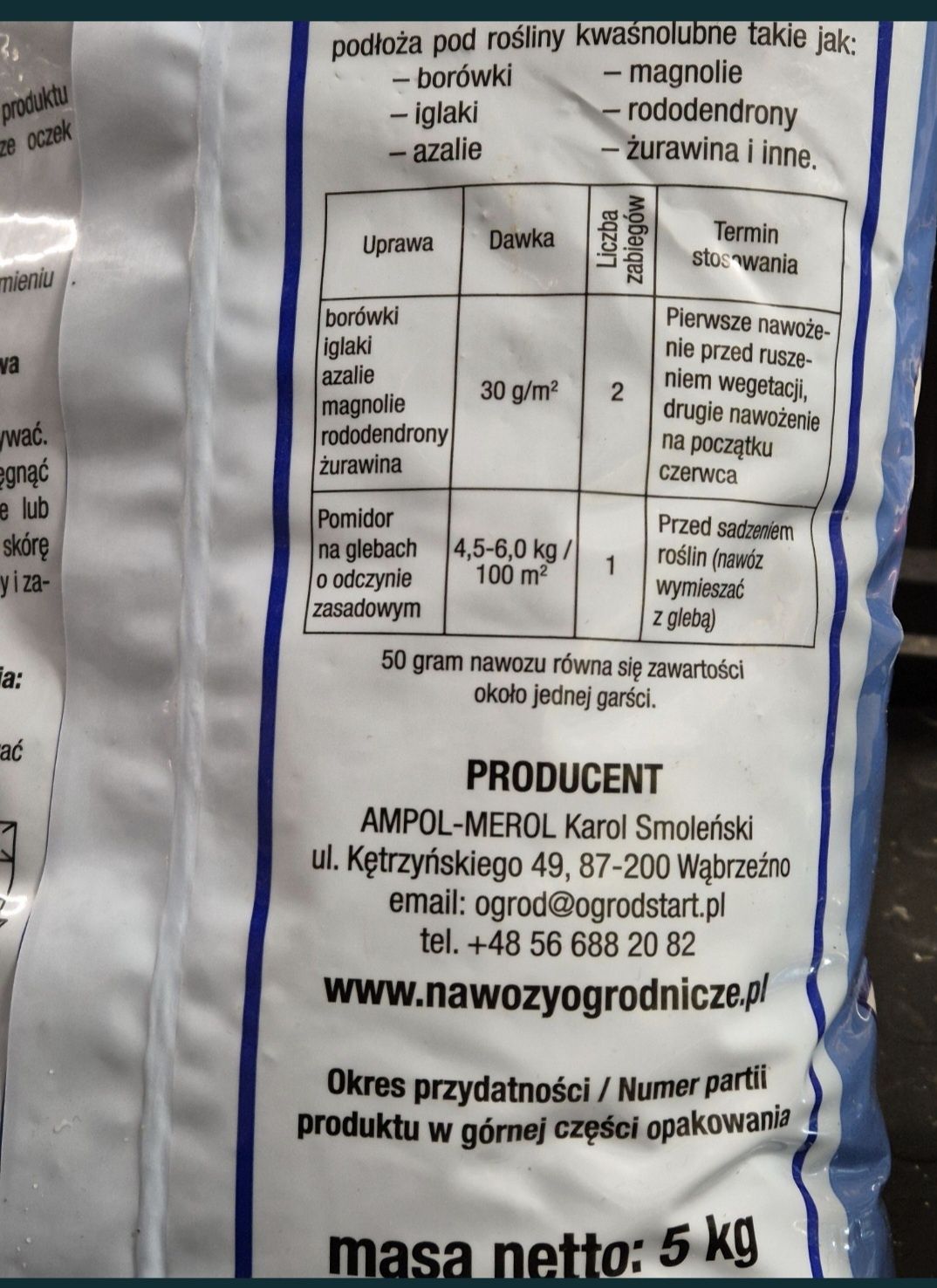 Siarczan amonu 5 kg nawóz zakwaszający glebę do borówek iglaków itp.