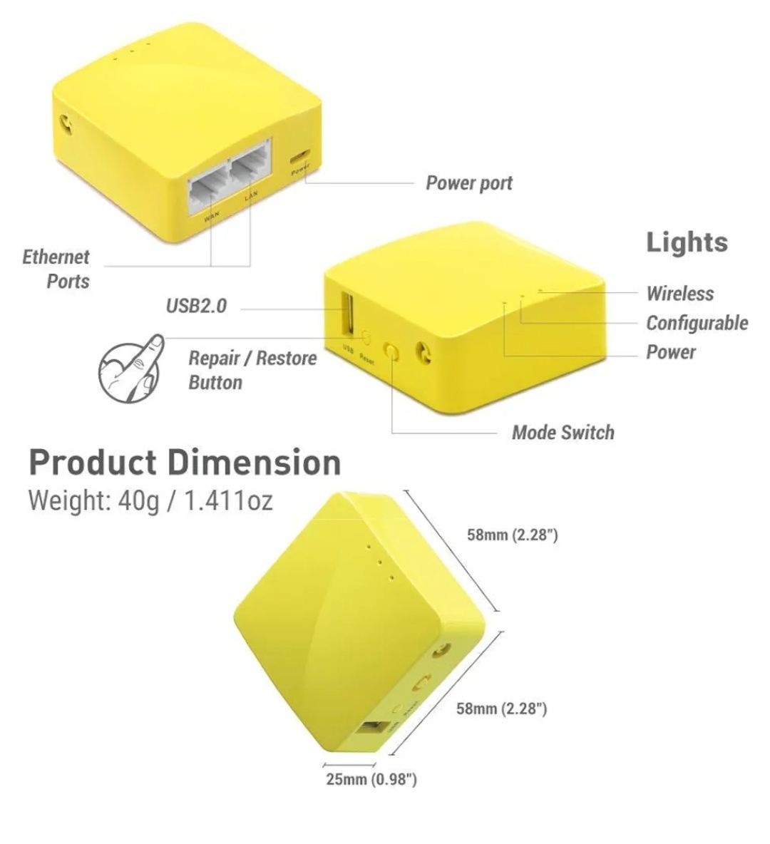 Mini router GL.iNet WiFi VPN de bolso sem fios
