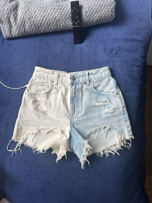 Dżinsowe spodnie dwukolorowe Bershka XS
