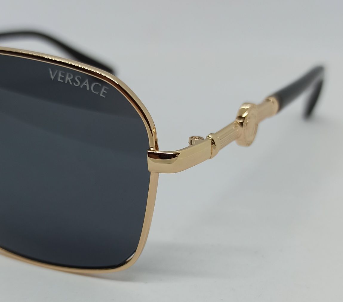 Versace очки мужские классика черные в золотом металле стильные