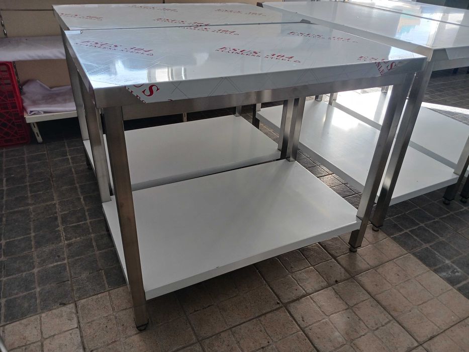 ACM1641 - Bancada Central Inox de 1m com 1 Prateleira - NOVA