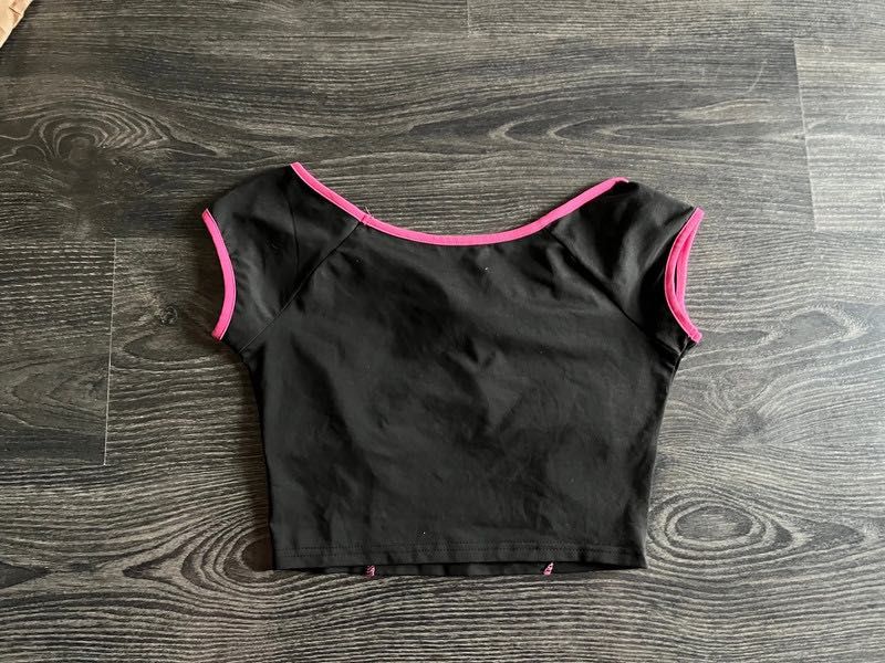 Shein crop top różowy z kokardką alternative goth lolita