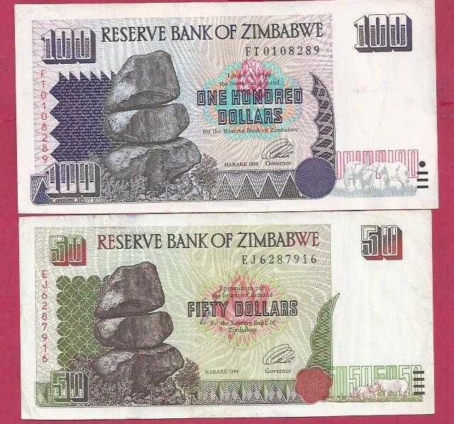 NOTAS 8  Notas do Zimbabwe  diversas datas e valores