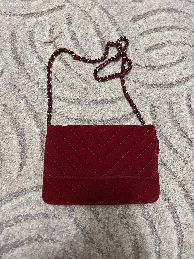 Жіноча сумка бархатна червона/бордо