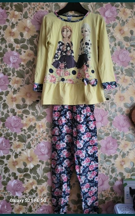 Лосины легенсы костюм  и кофта туника.костюм Эльза 110р.4-5,5лет