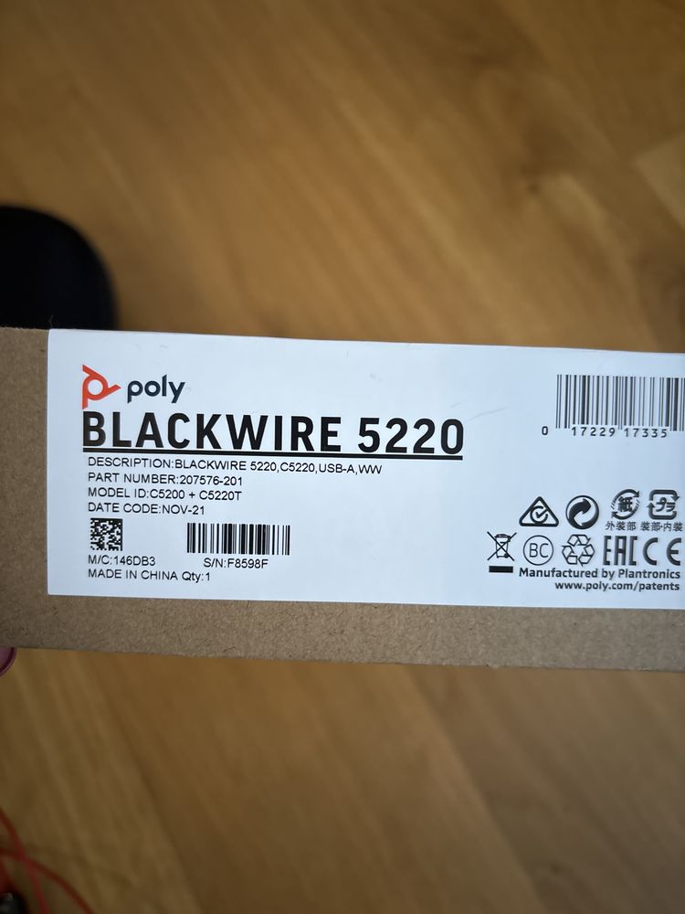 Blackwire 5220 Pooy słuchawki przewodowe Nowe nauszne