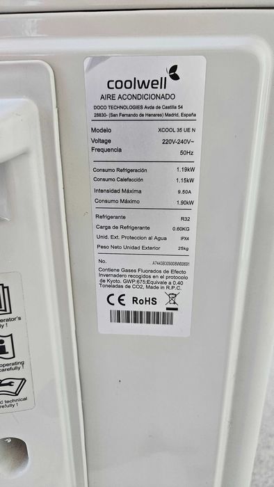 Arco condicionado marca Coolwell split