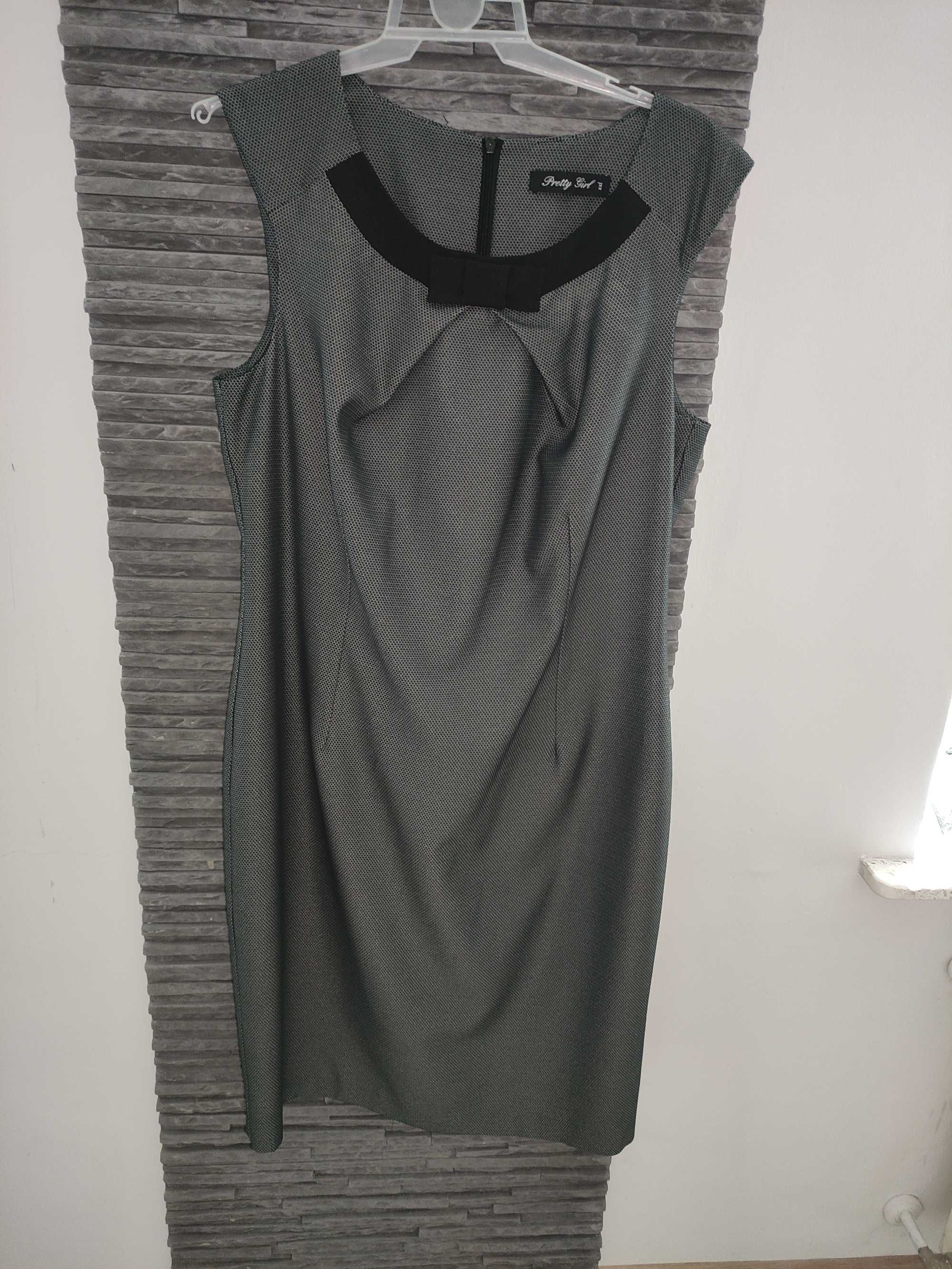 sukienka suknia siwa szara grafitowa kokardą Pretty Girl XL XXL 42 44