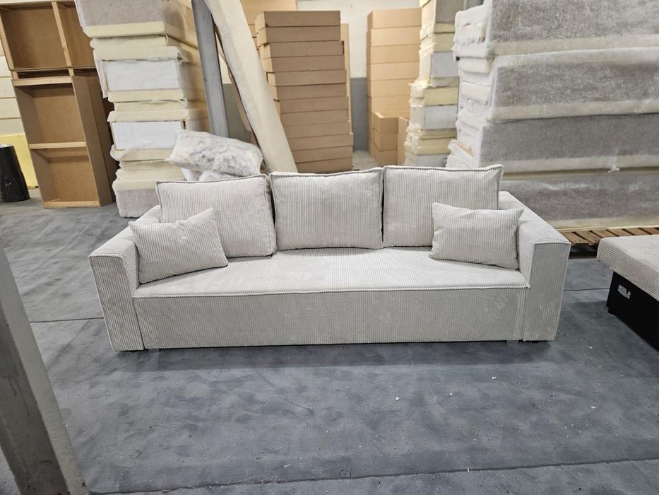 Kanapa sztruks z funkcją spania I pojemnikiem