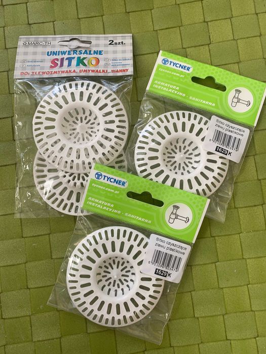 Komplet sitek do zlewu 4 sztuki białe plastikowe