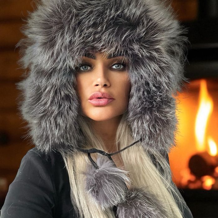 Ekskluzywna czapka uszatka Lis Naturalny Nowa