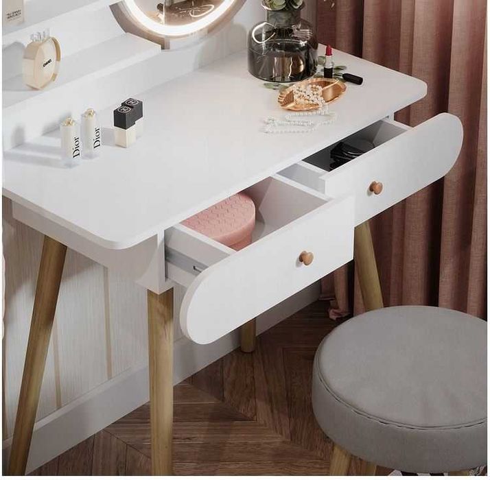 Toaletka do makijażu Nowoczesna z Lustrem LED taboret do makijażu