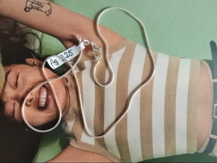 nowy srebrny łańcuszek 925 próba żmijka wężyk 45 cm długości 1 mm szer