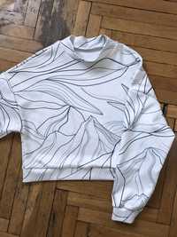 Reserved Biała bluza z nadrukiem typu allover, print