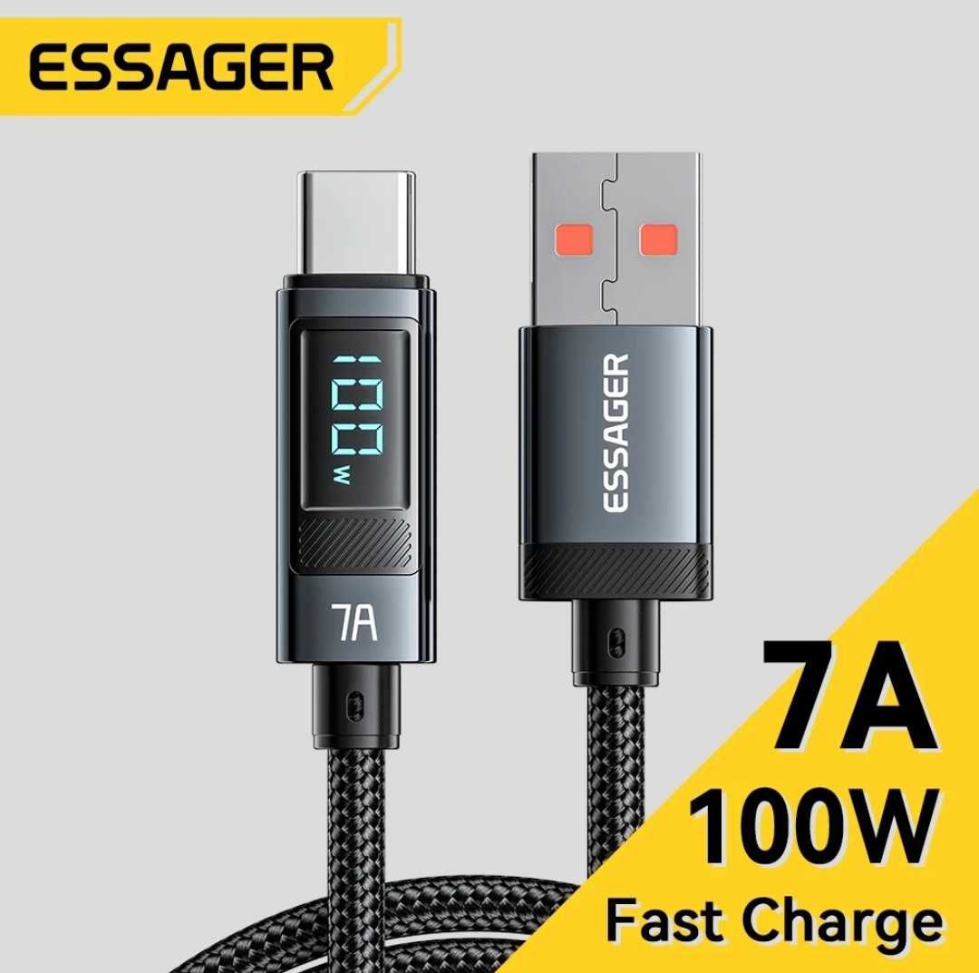 100W кабель с дисплеем С-C, USB-C для быстрой зарядки 1-2 метра