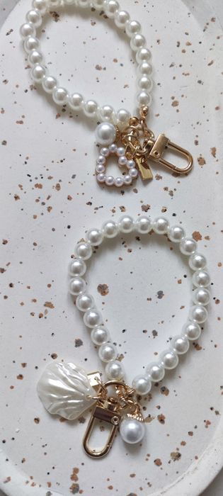 Dwa Breloki Ozdoby Perełki do Torebki Pasuje do Longchamp