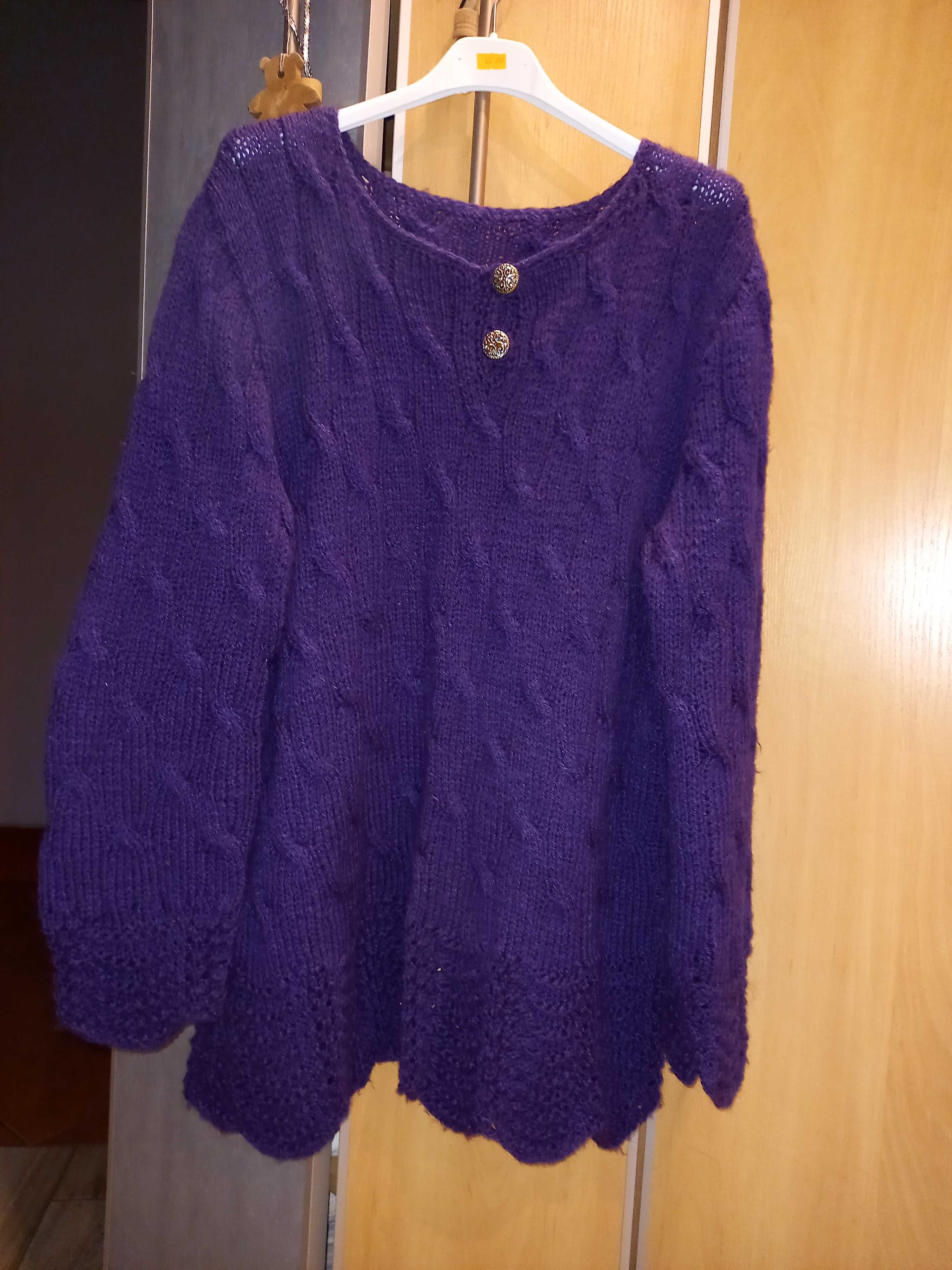 Sweter, tunika fioletowy  xl