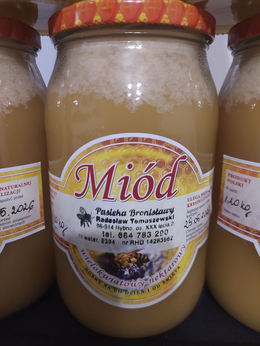 *** 4 x 1,2 kg Miód nektarowy wielokwiatowy z własnej pasieki