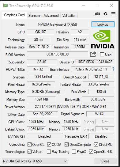 Asus GeForce GTX 650 DDR5