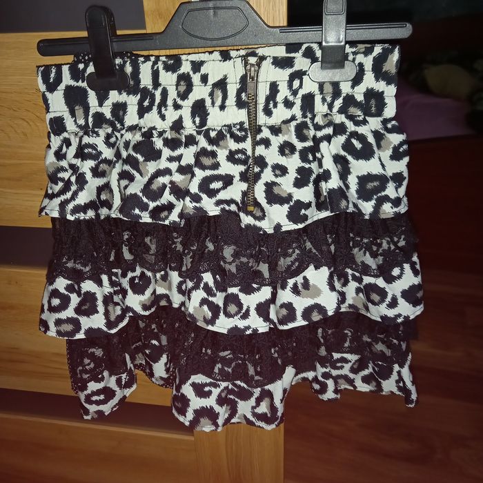 Spódniczka panterka 34 36 falbanki koronka