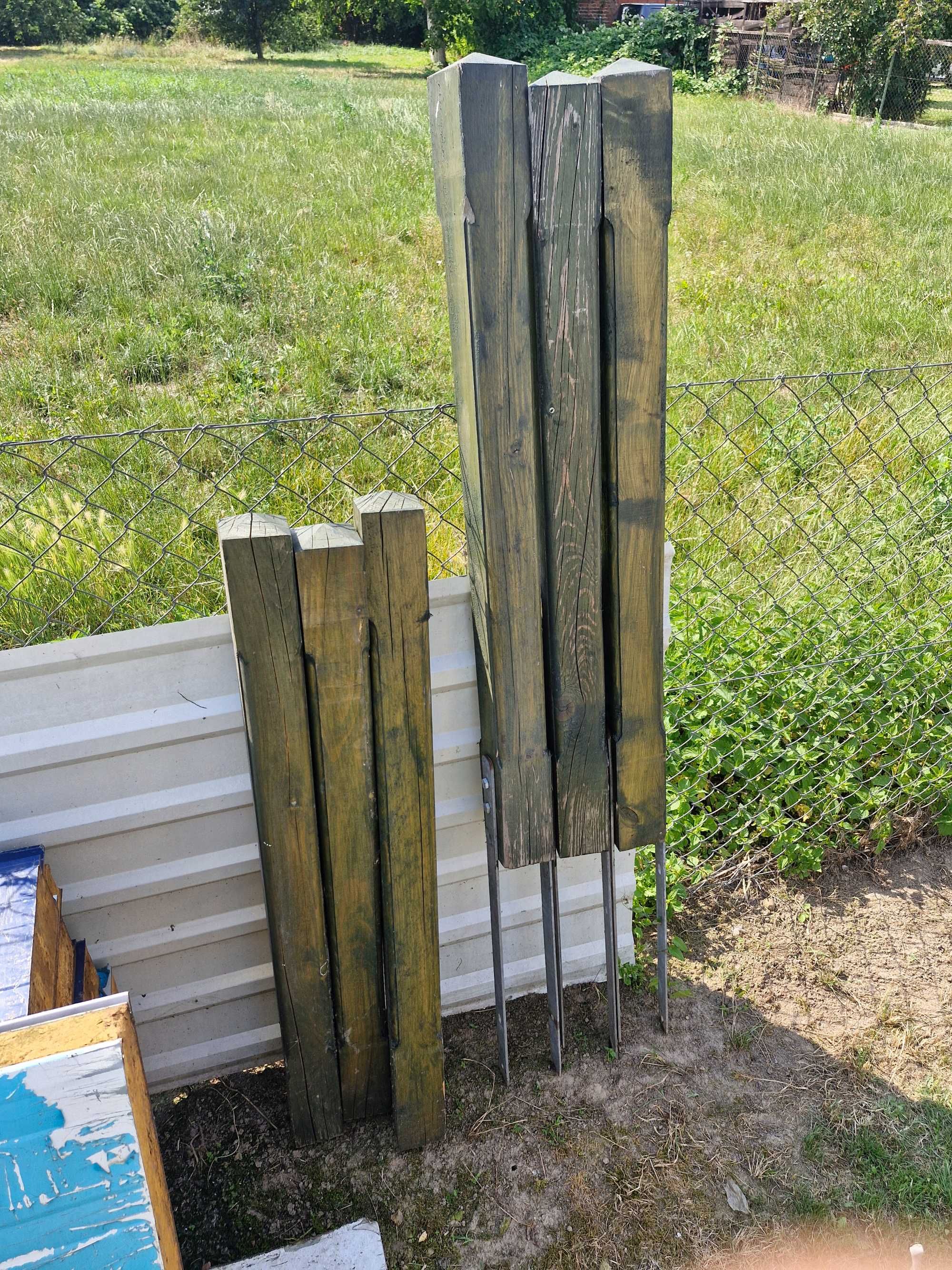 słupki drewniane frezowane kwadrat 120 cm fi 9 cm