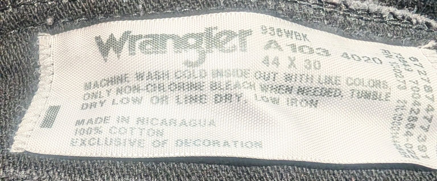 Оригинальные Wrangler W44L30 made in Nicaragua