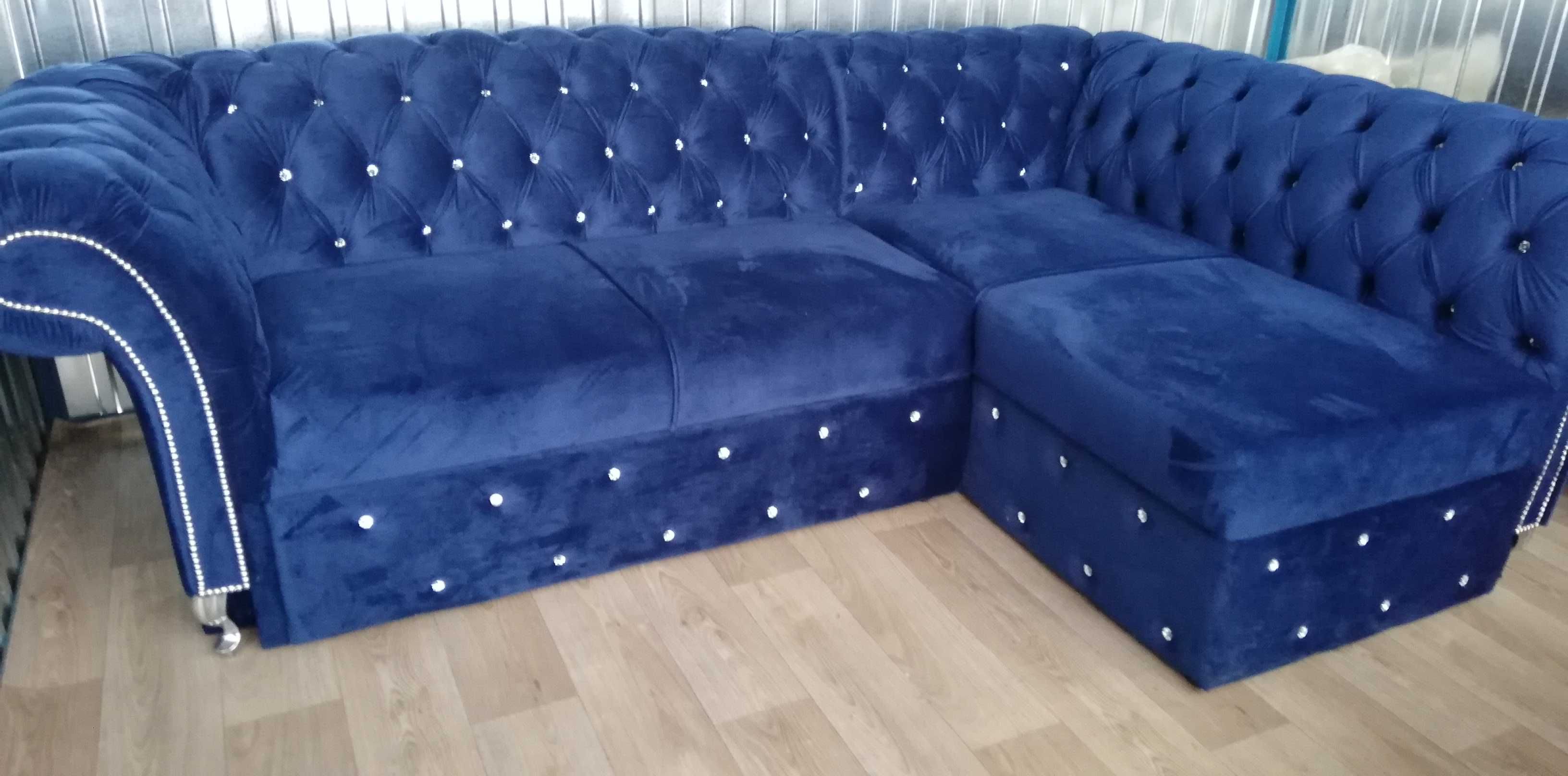 Narożnik chesterfield kołatki glamour f spania głęboki pik