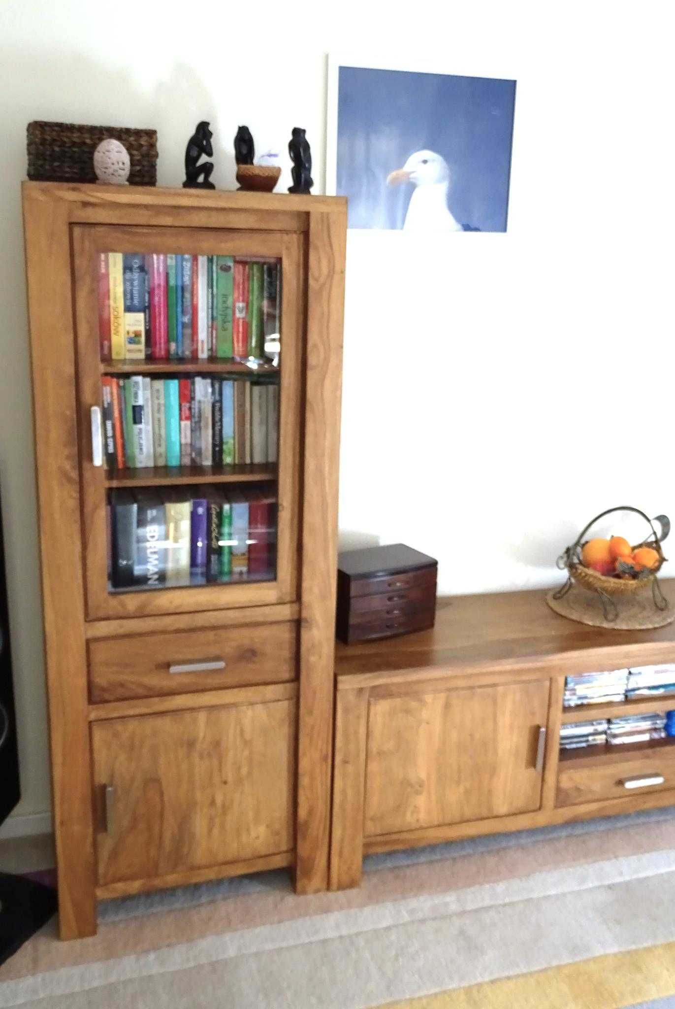 Biblioteczka / witryna kolonialna z drewna MANGO - AlmiDecor - ŚLICZNA