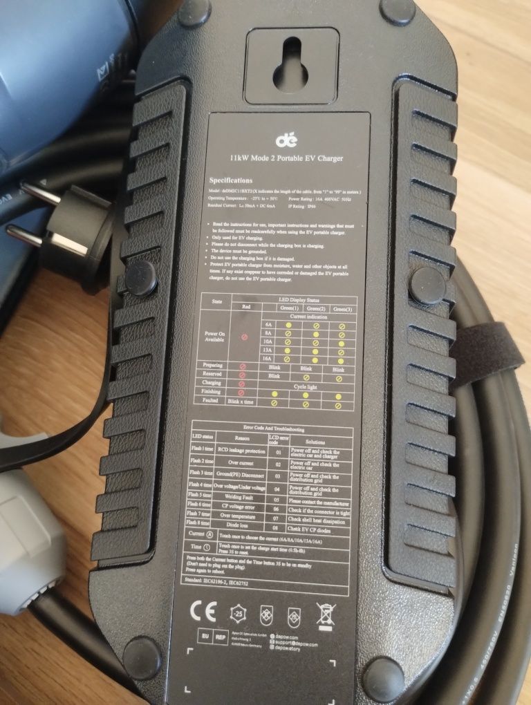 Ładowarka EV Depow 11kW | Przenośna, Typ 2, 3-fazy, Plug & Play