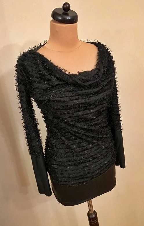 sweter włochaty s m czarny