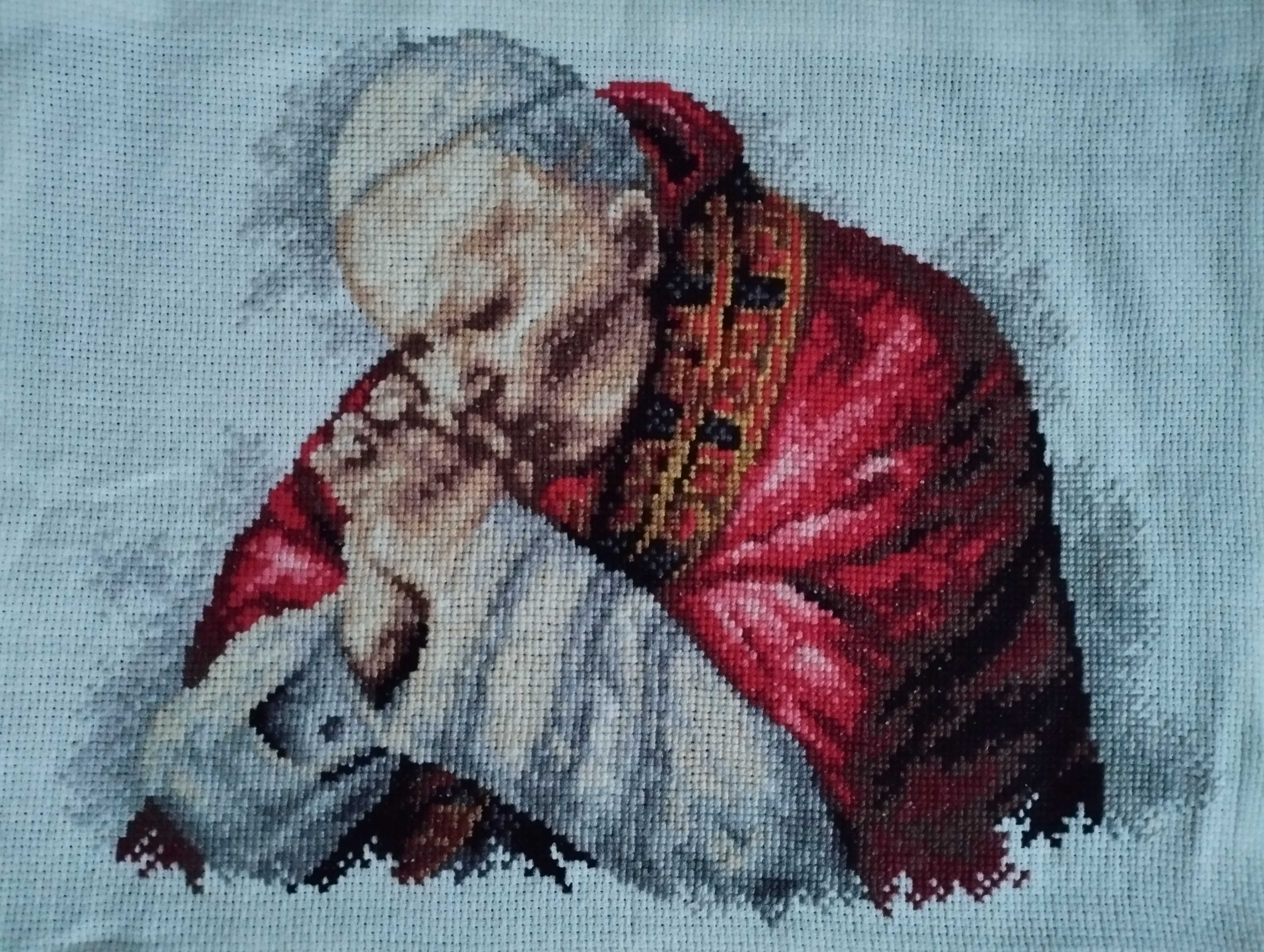 Jan Paweł II papież w czerwonej szacie - obraz haftowany