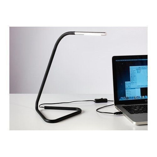 Ikea Harte - lampa robocza LED, czarna, srebrna.