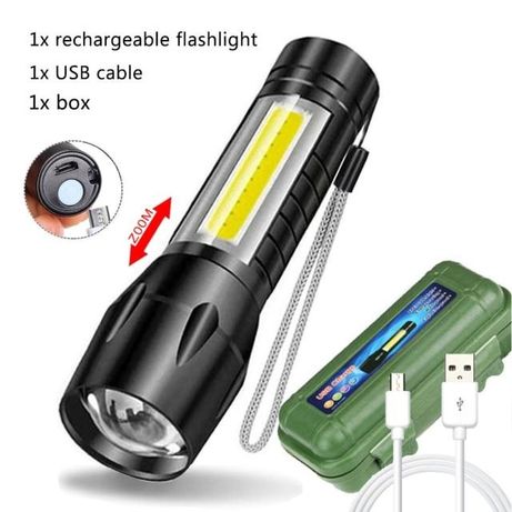 Компактний тактичний ліхтар з підзярядкою від USB фонарик