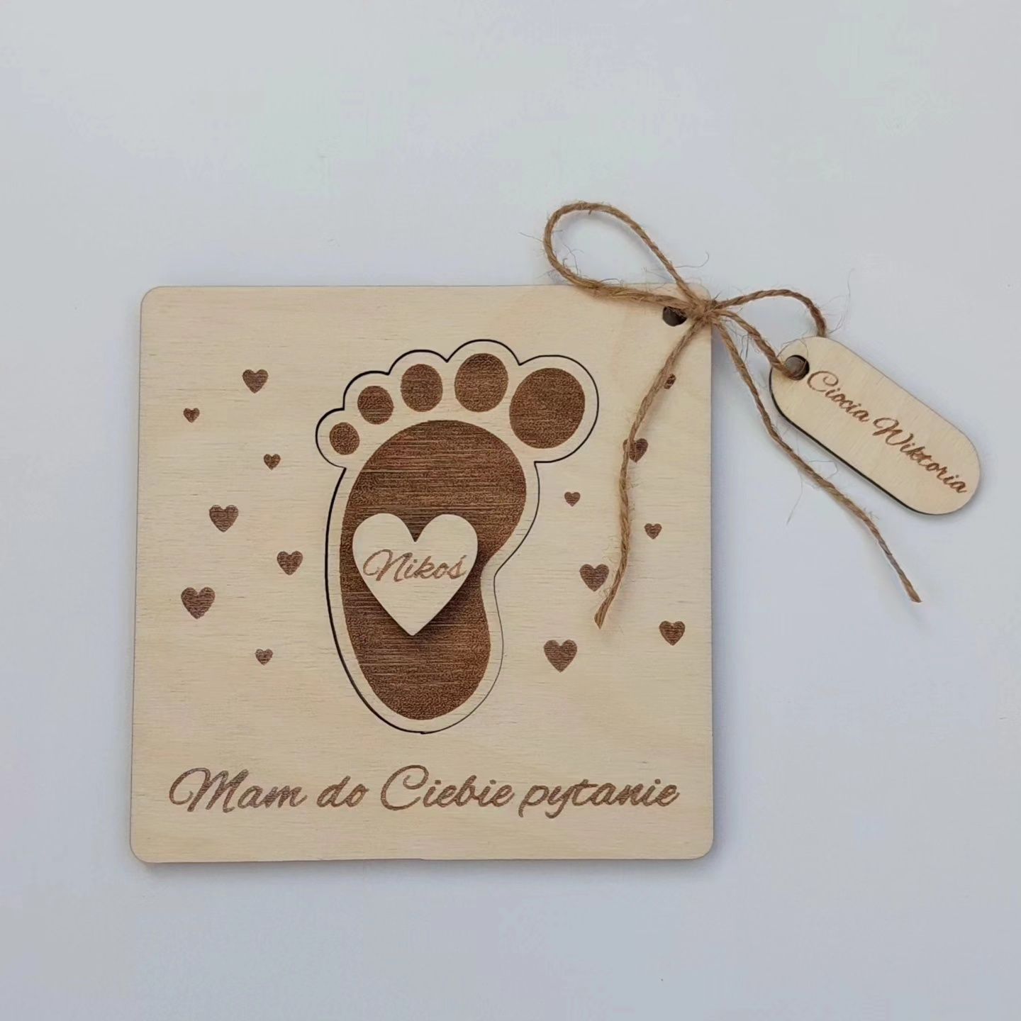 Prośba o zostanie chrzestnym (drewniana kartka 3D)