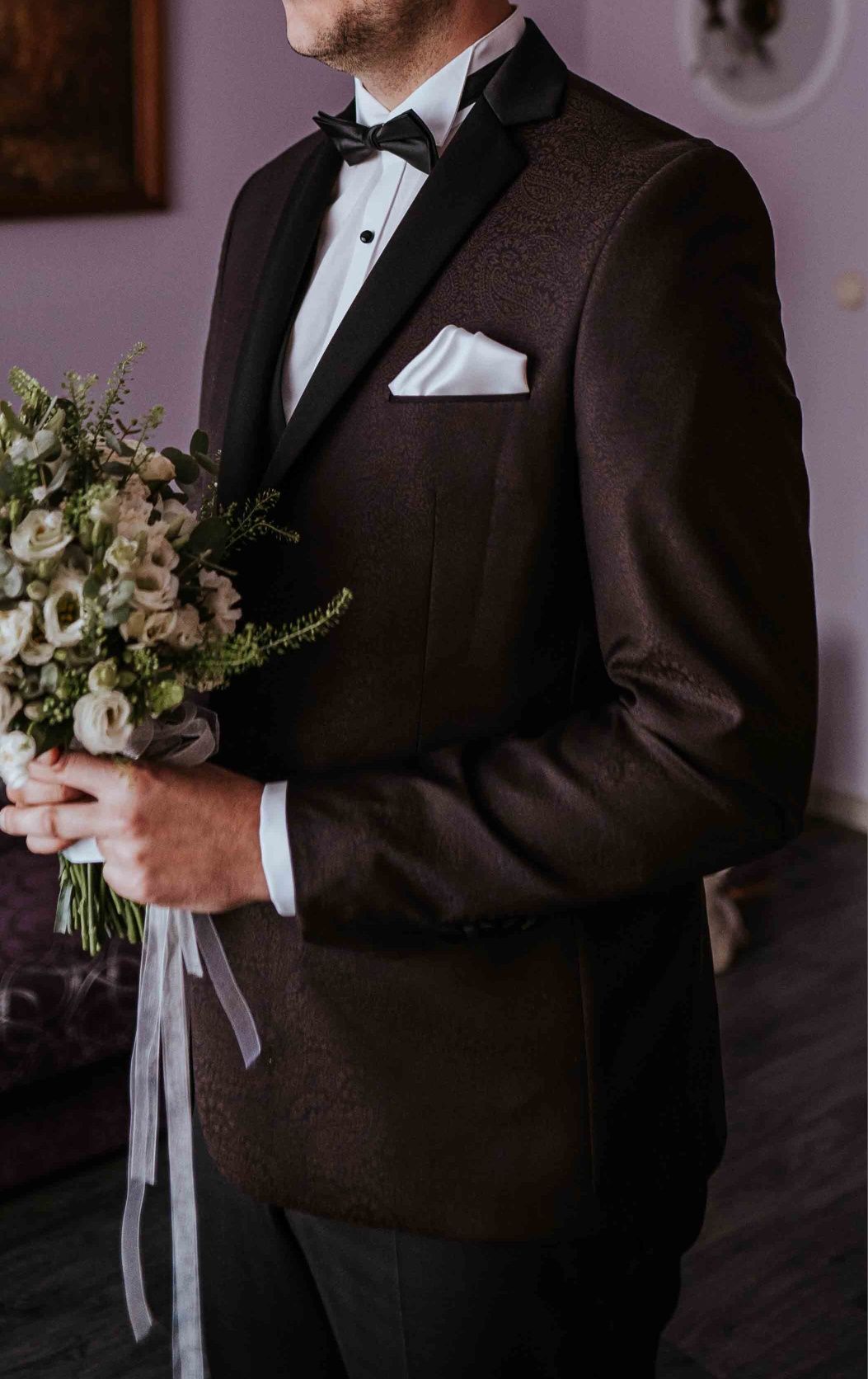 Garnitur męski ślubny Giacomo Conti czarny bordowy 196cm XXL jak nowy