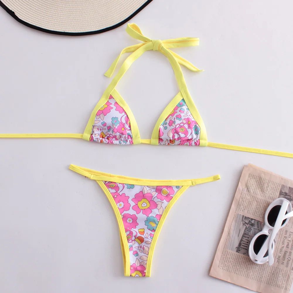 Sexy Strój Kąpielowy w Stylu Vintage Mini Mikro Bikini Brazylijskie -S