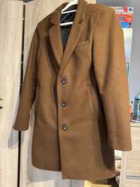 Elegancki brązowy ciepły wełniany płaszcz reserved 36 s
