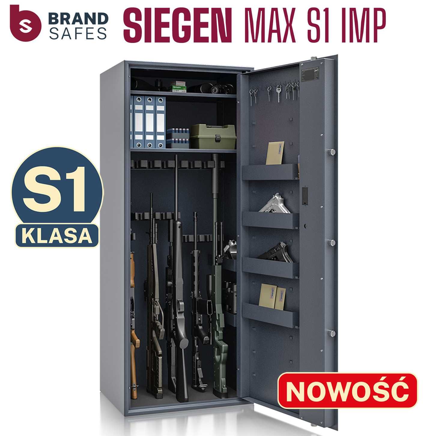 Szafa na broń SIEGEN MAX kl S1 18 szt. broni 84.12 zamek elektroniczny