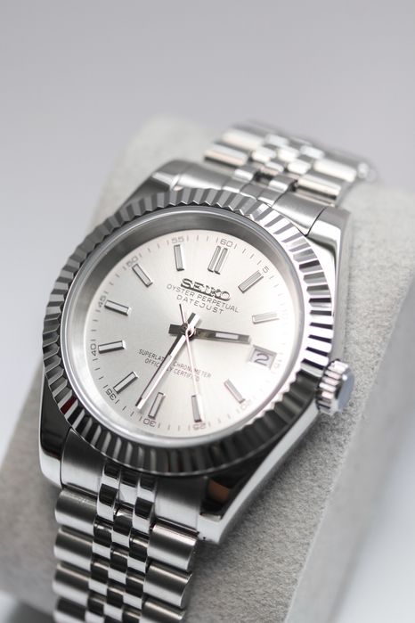 Zegarek Custom Seiko Mod Datejust White