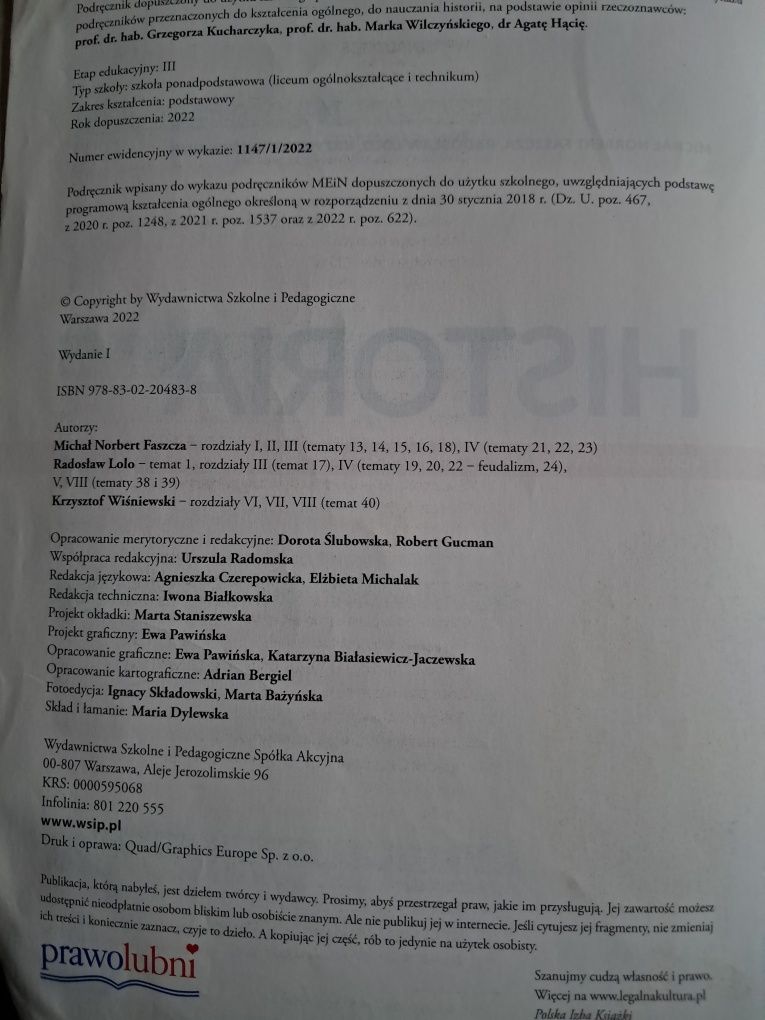Książka historia 1, technikum i liceum