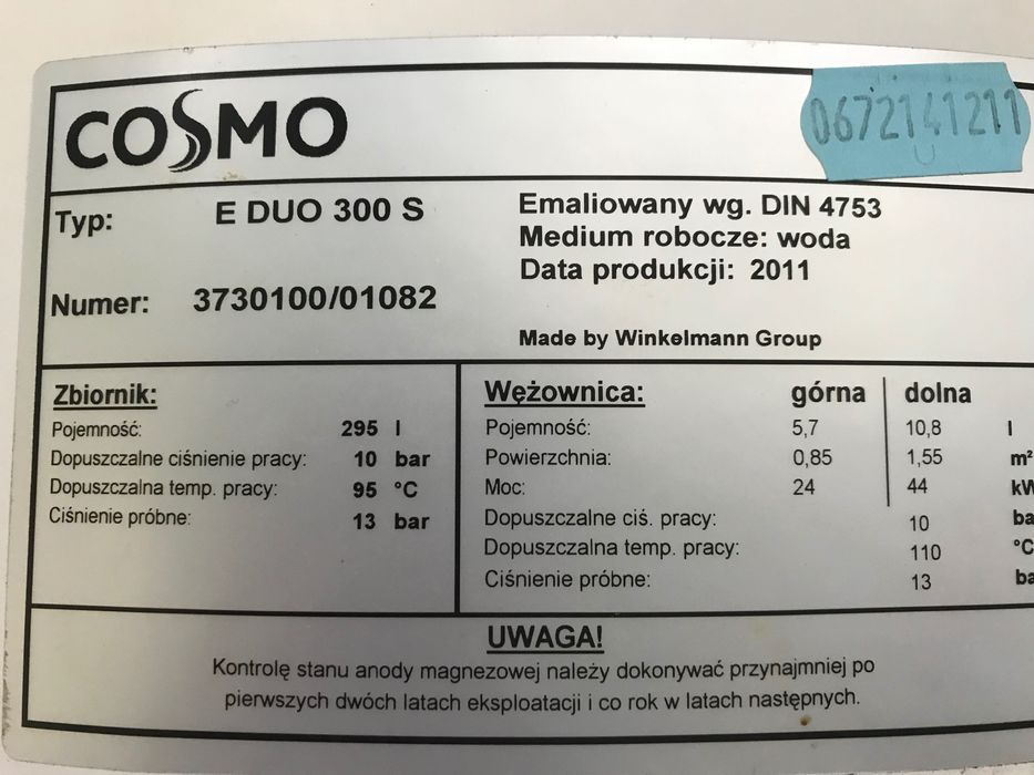 Zbiornik 295l z dwiema wężownicami