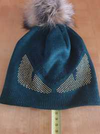 NOWA uniseks czapka zimowa Fendi czapka z pomponem modny kolor zielony