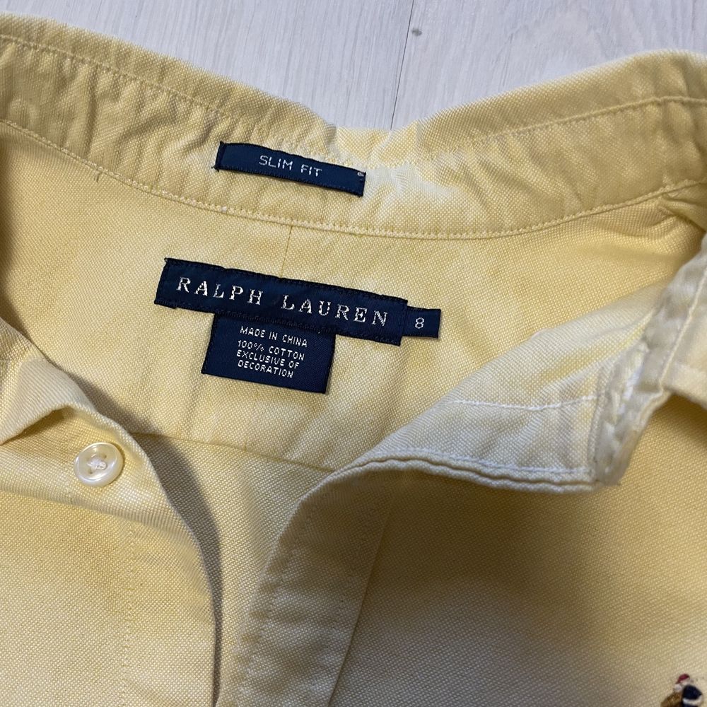 Koszula Ralph Lauren damska S 8 pudrowy żółty znaczek slim fit