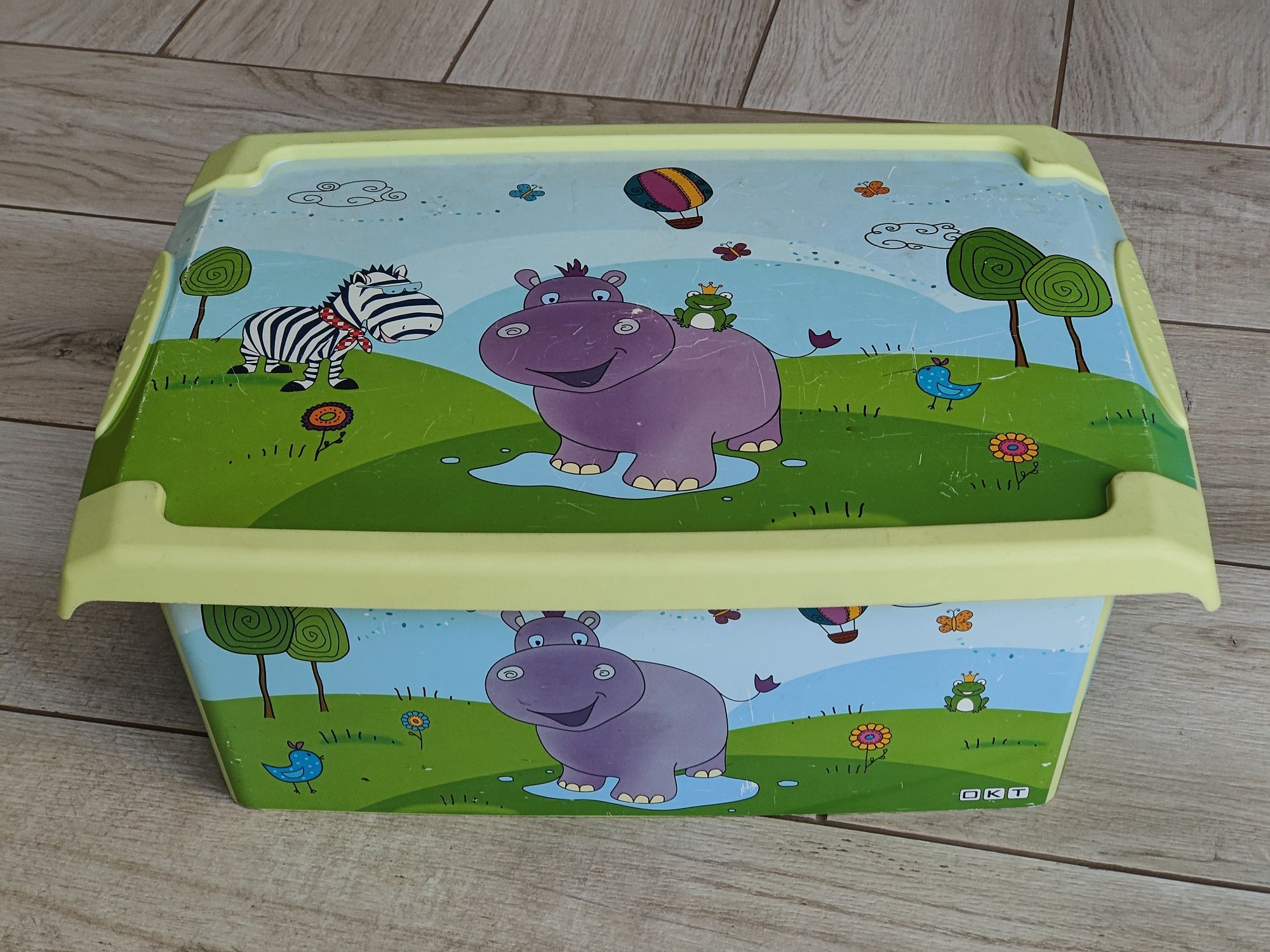 Skrzynka/pojemnik z pokrywą z motywem safari Hipopotam i Zebra