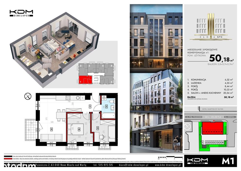 Funkcjonalne mieszkanie 50,18 m² | M1