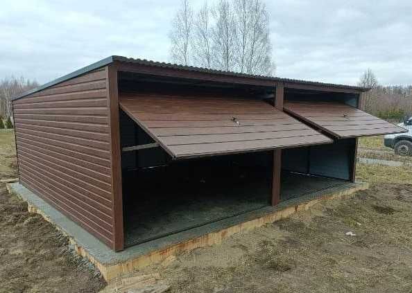 Garaż blaszany Drewnopodobne 6x5 Spad dachu na tył, blaszaki