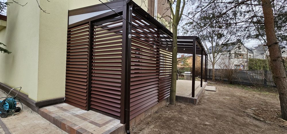 Pergola Aluminiowa 6x3m Zadaszenie Tarasu Ruchome ścianki, szklane