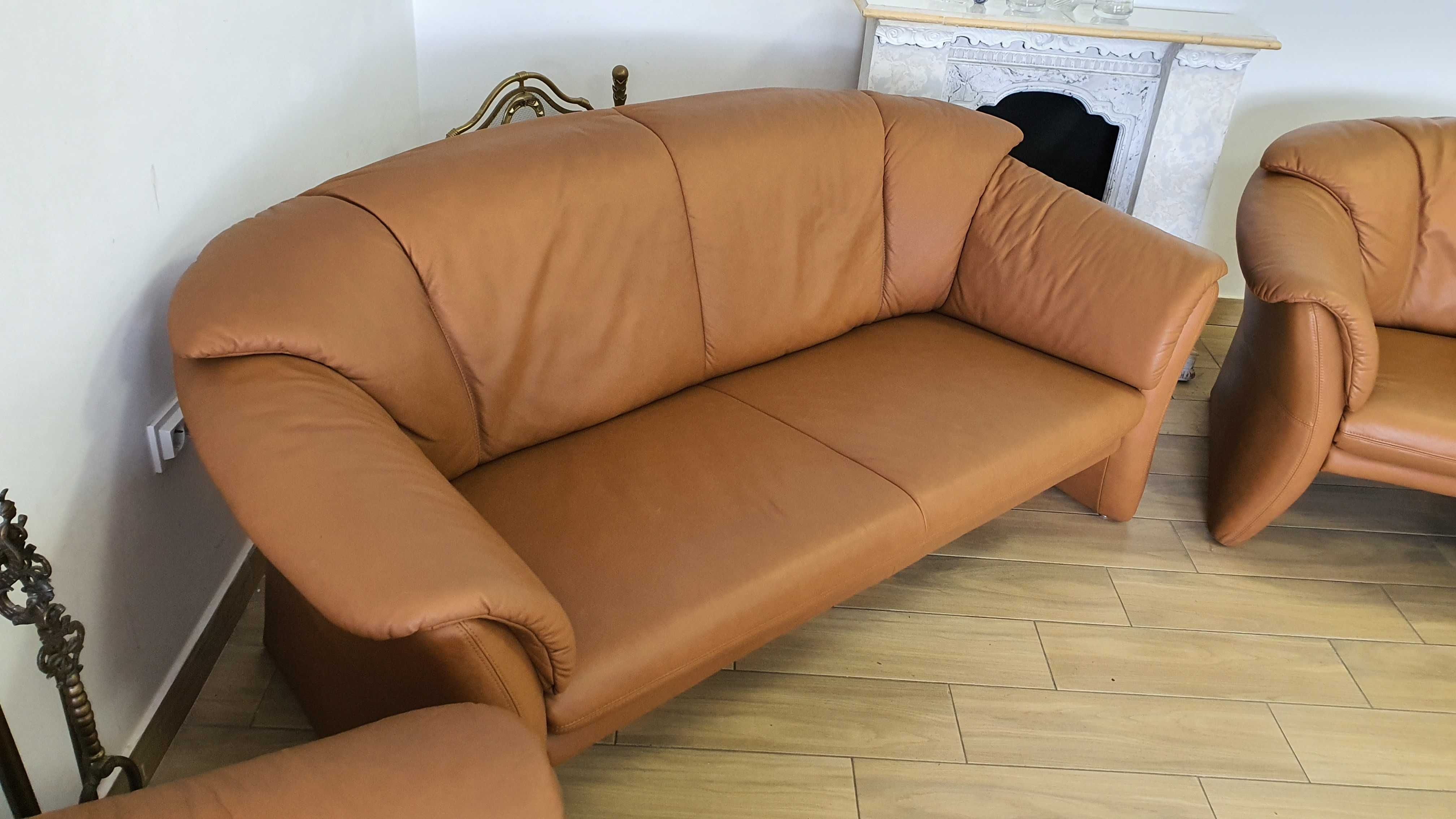 Елегантний шкіряний диван з двома кріслами з Німеччини