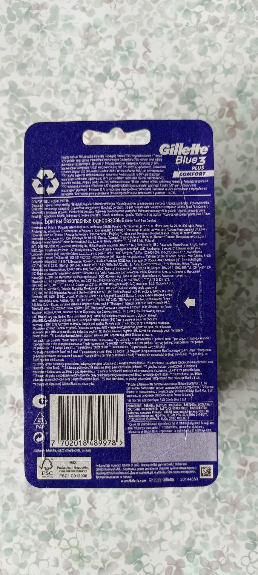 Maszynki Gilette Blue 3 Plus Comfort opakowanie , 8 sztuk, do golenia